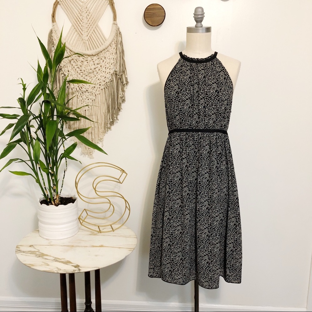 Max Studio Black/White Patterned Midi Dress